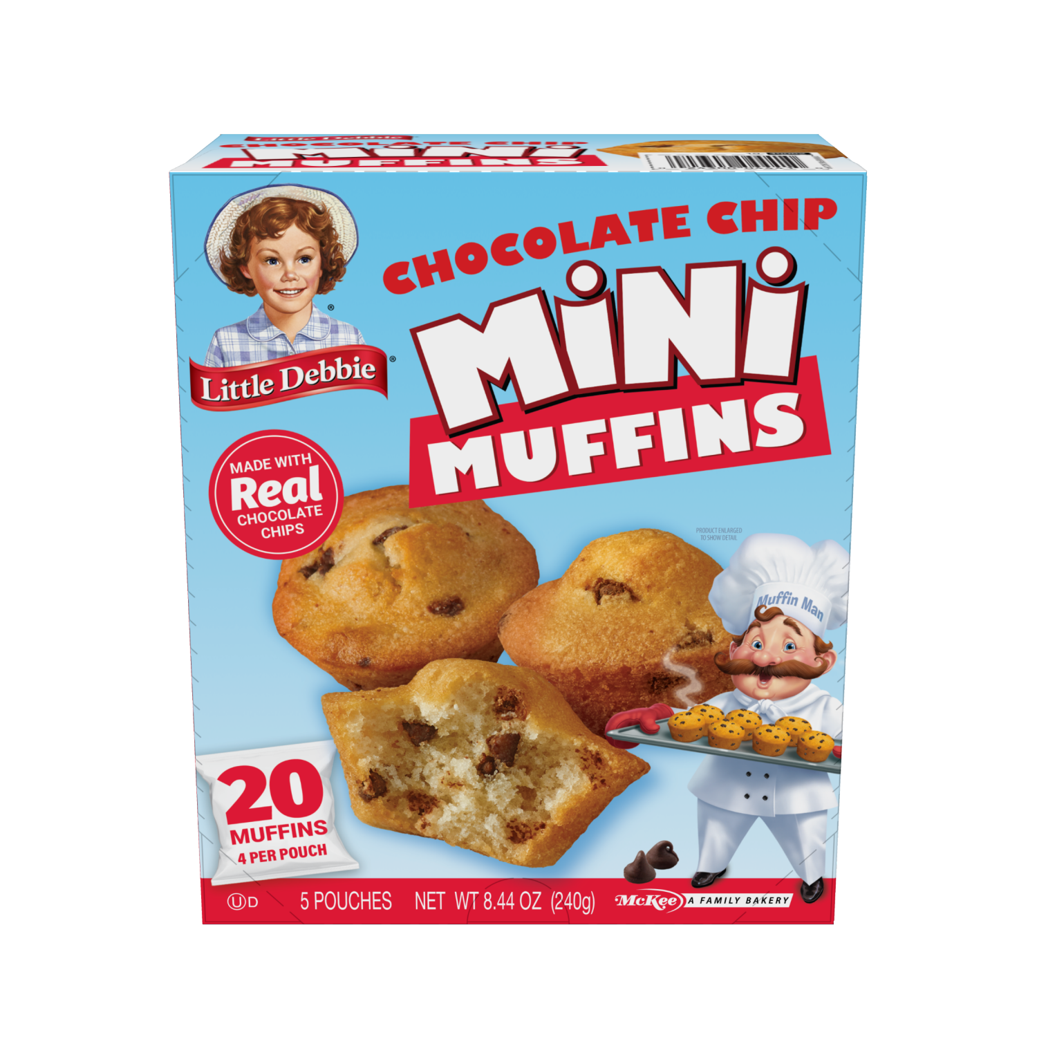 slide 1 of 3, Little Debbie Snack Cakes, Little Debbie Family Pack Mini Muffins (Chocolate Chip), 5 ct