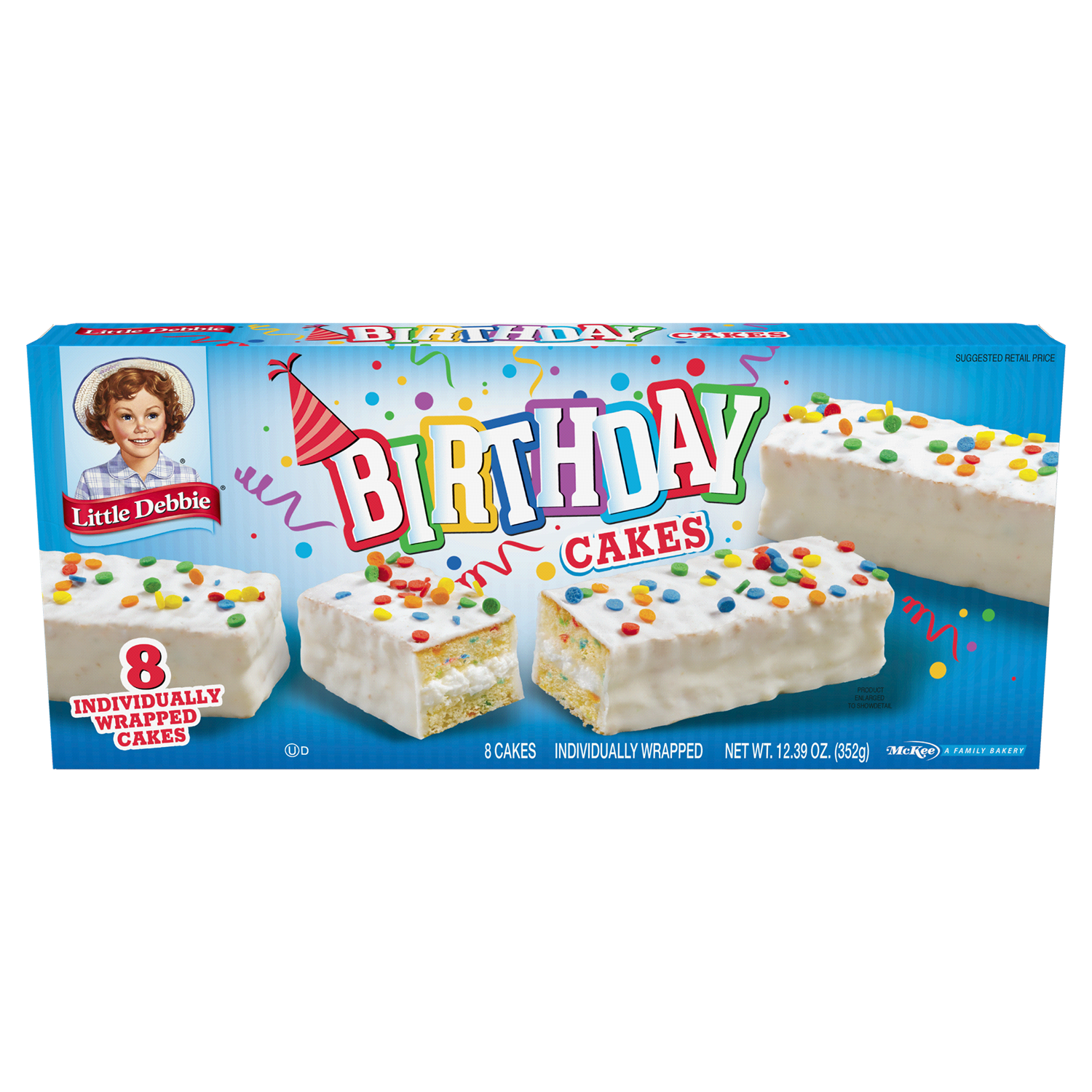 slide 1 of 2, Little Debbie Snack Cakes, Little Debbie Family Pack Birthday Cakes, 8 ct
