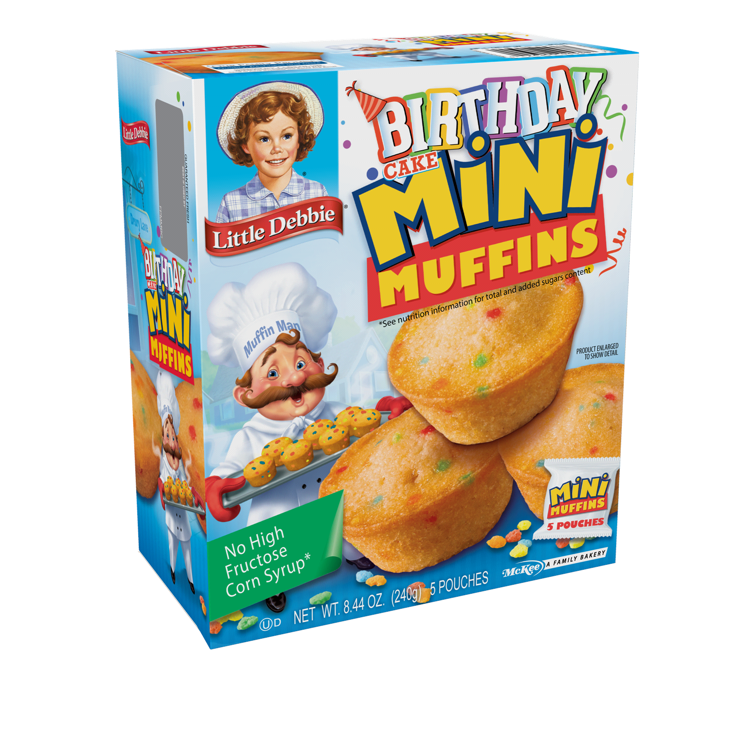 slide 2 of 3, Little Debbie Snack Cakes, Little Debbie Family Pack Mini Muffins (birthday cake), 5 ct