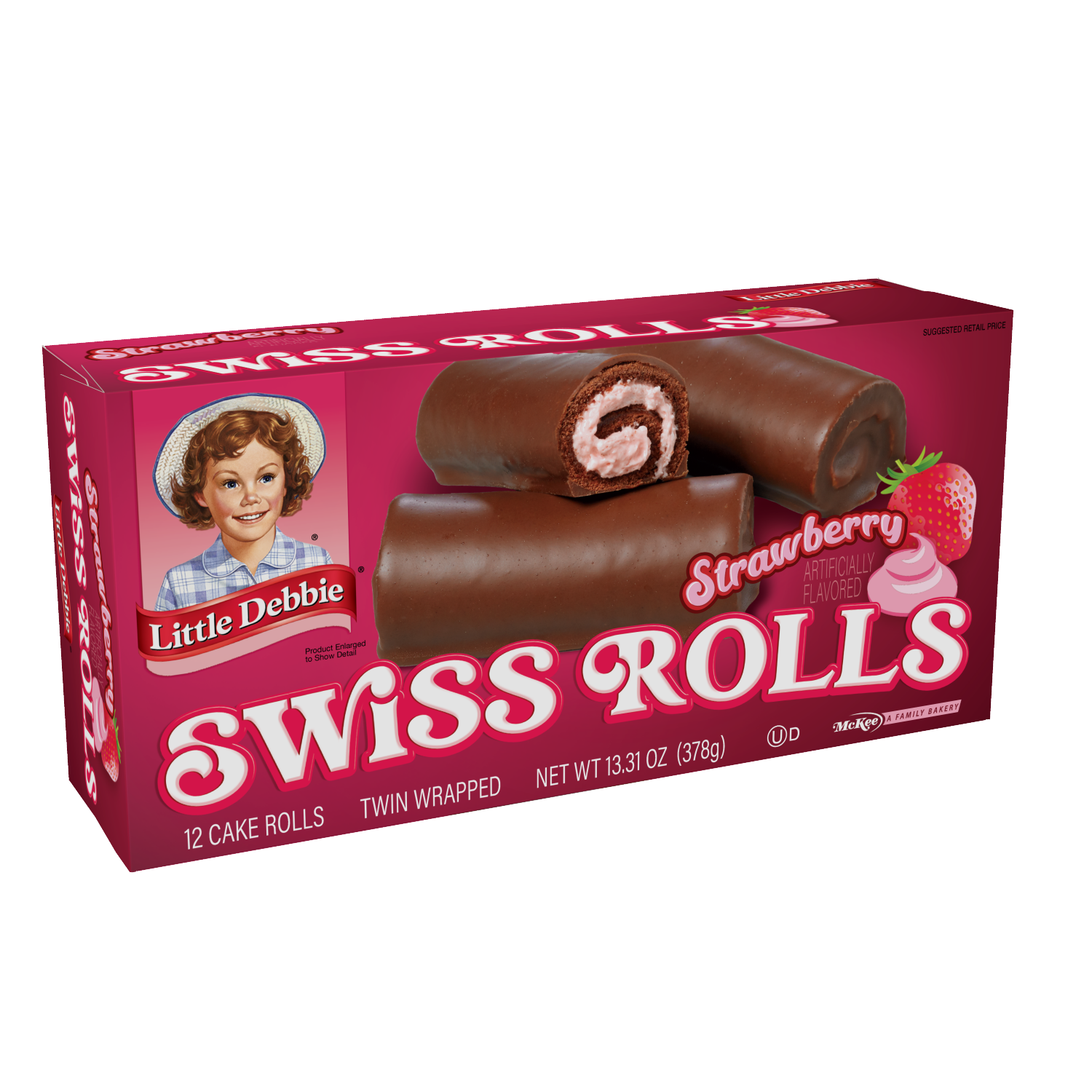 slide 2 of 3, Little Debbie Snack Cakes, Little Debbie Family Pack Strawberry Swiss Rolls, 1 ct