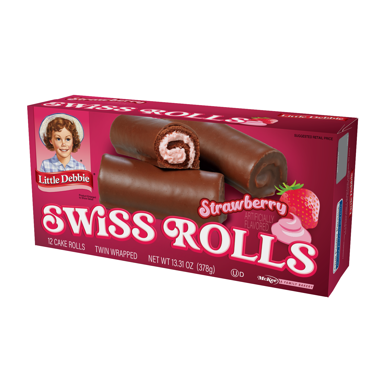 slide 3 of 3, Little Debbie Snack Cakes, Little Debbie Family Pack Strawberry Swiss Rolls, 1 ct