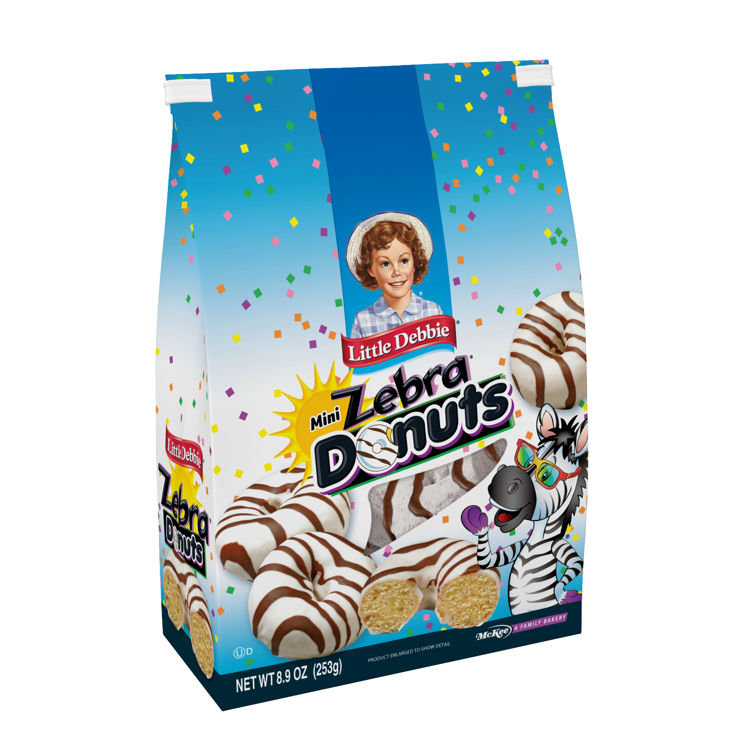 slide 2 of 3, Little Debbie Snack Cakes, Little Debbie Family Pack ZEBRA Mini Donuts (bagged), 8.9 oz