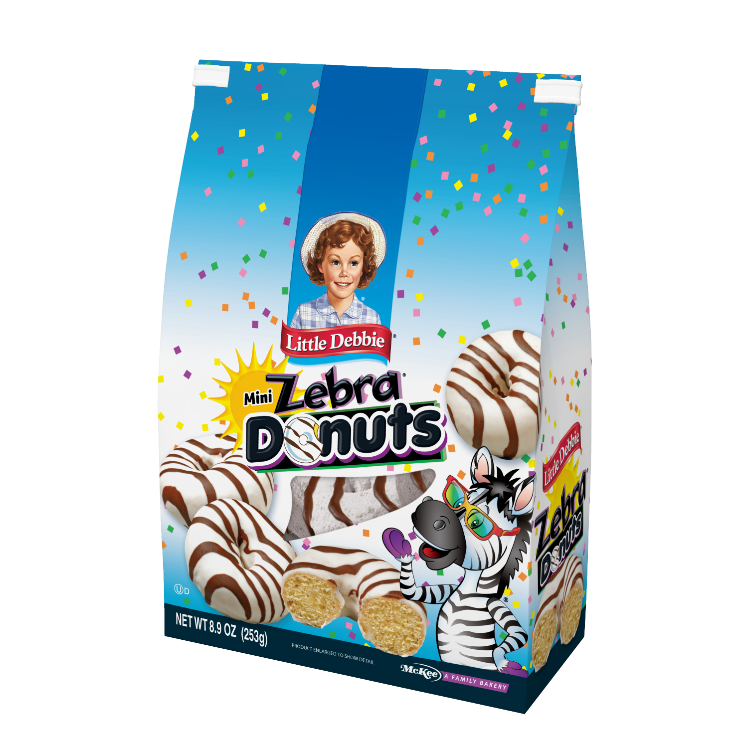 slide 3 of 3, Little Debbie Snack Cakes, Little Debbie Family Pack ZEBRA Mini Donuts (bagged), 8.9 oz