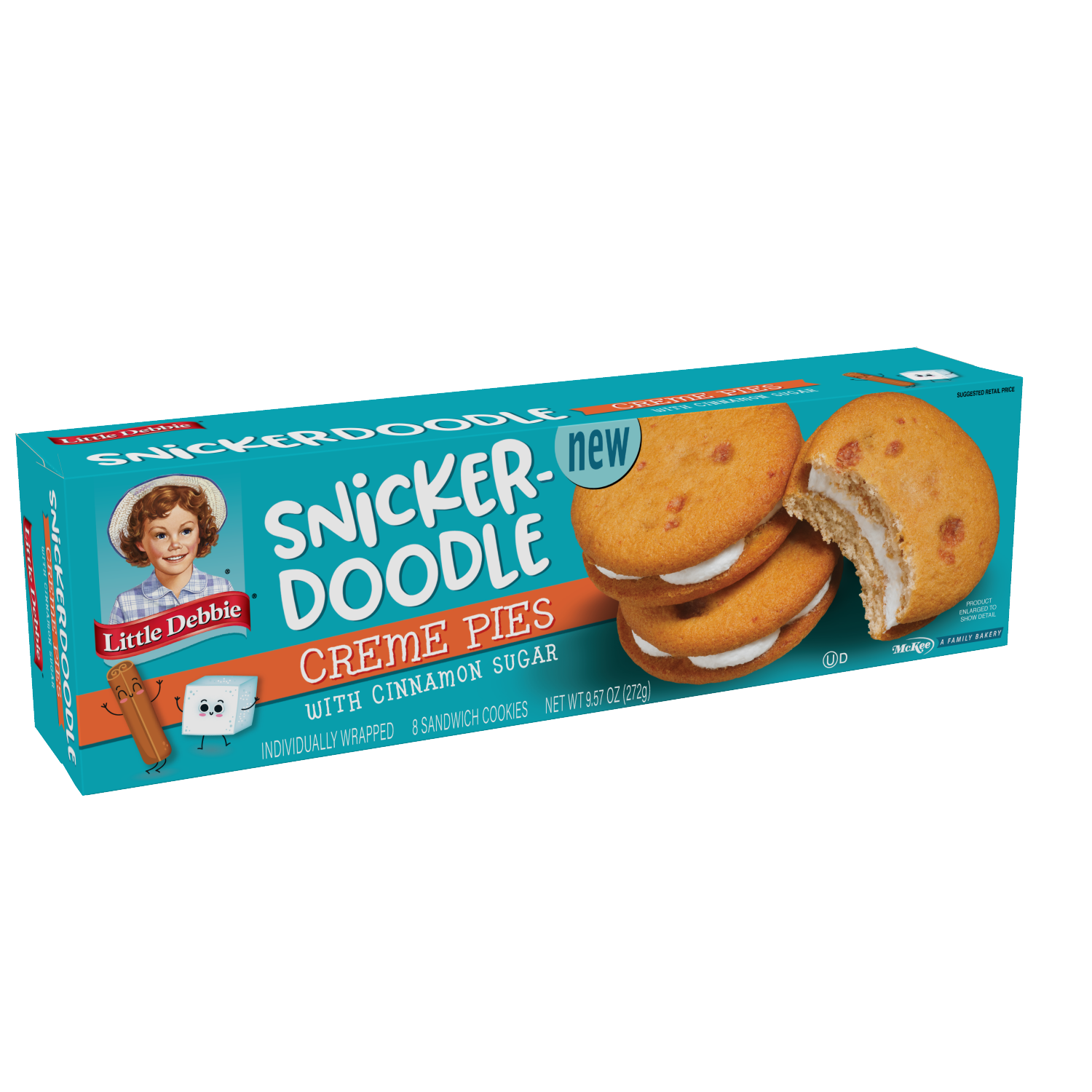 slide 2 of 3, Little Debbie Snack Cakes, Little Debbie Family Pack Snickerdoodle Creme Pies, 8 ct