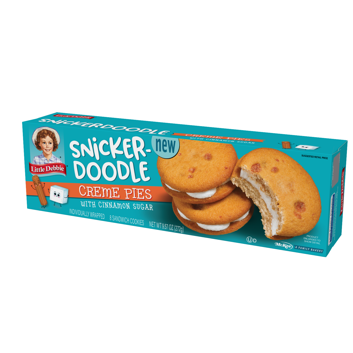 slide 3 of 3, Little Debbie Snack Cakes, Little Debbie Family Pack Snickerdoodle Creme Pies, 8 ct