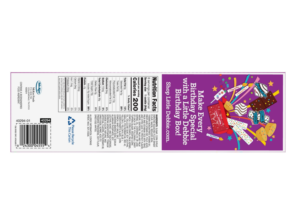 slide 2 of 2, Little Debbie Snack Cakes, Little Debbie Family Pack Birthday Cake Creme Pies, 8 ct