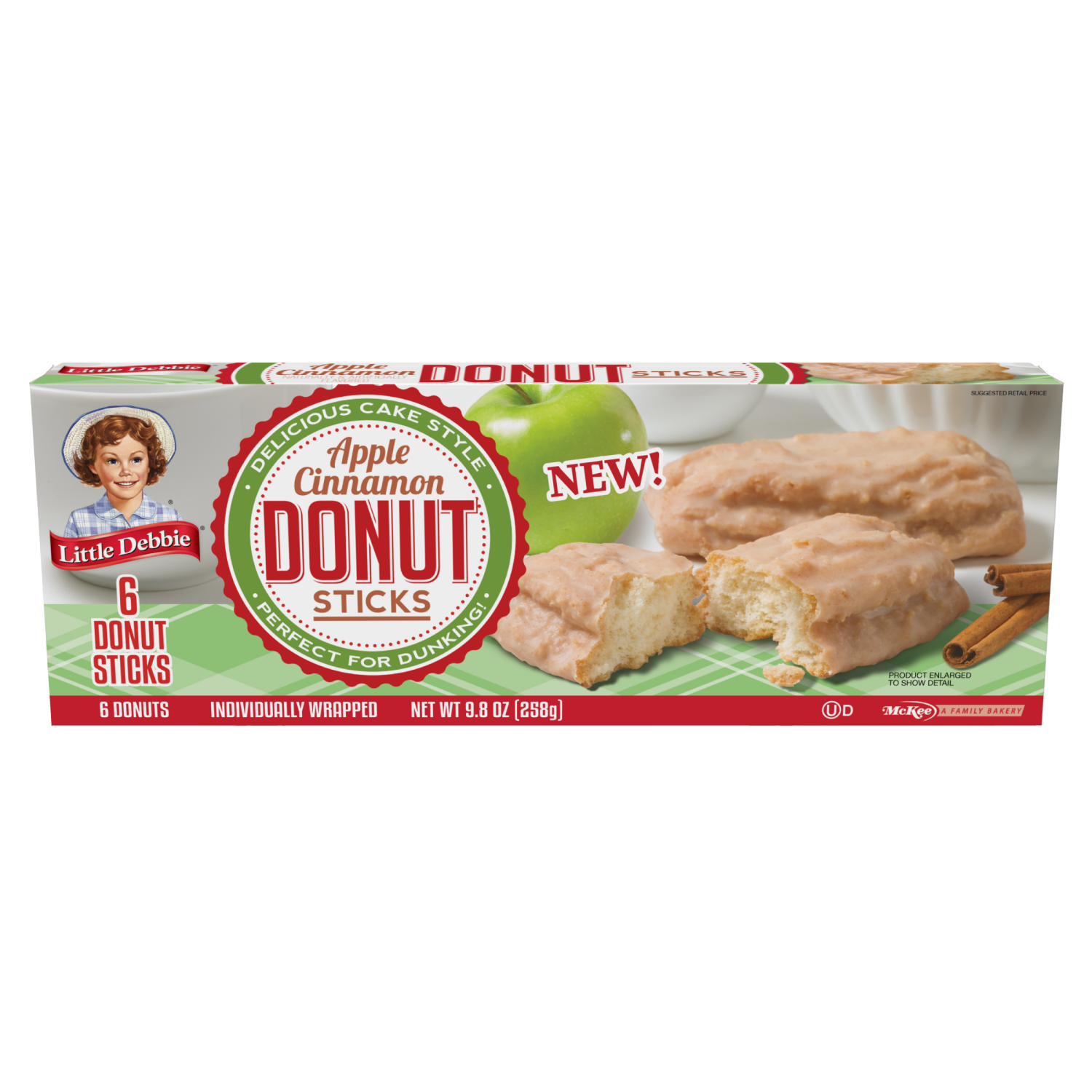 slide 1 of 2, Little Debbie Snack Cakes, Little Debbie Family Pack Apple Cinnamon Donut Sticks, 6 ct