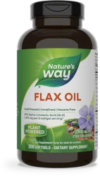 Nature's Way Flax Oil With Omega 3-6-9 ALA Cold Pressed Softgels 2600 mg Per 2 Softgel Serving, 200 ct