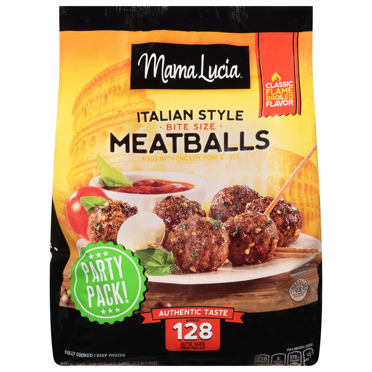 slide 1 of 1, Mama Lucia Italian Meatballs Bite Size, 