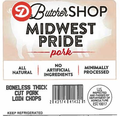 slide 1 of 1, DIERBERGS BUTCHER SHOP MP BONELESS THICK PORK LOIN CHOP, per lb