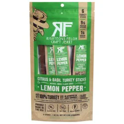 Righteous Felon Citrus & Basil Lemon Pepper Turkey Sticks - 6 - 1 oz Sticks