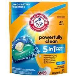 ARM & HAMMER Clean Burst 5-in-1 Laundry Detergent Power Paks, Powerfully Clean, Clean Burst Scent, 42 Count