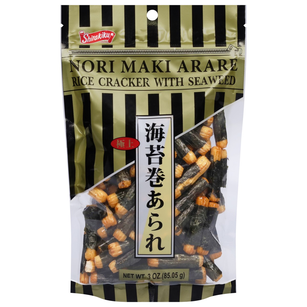 slide 1 of 9, Shirakiku Rice Cracker with Seaweed 3 oz, 3 oz