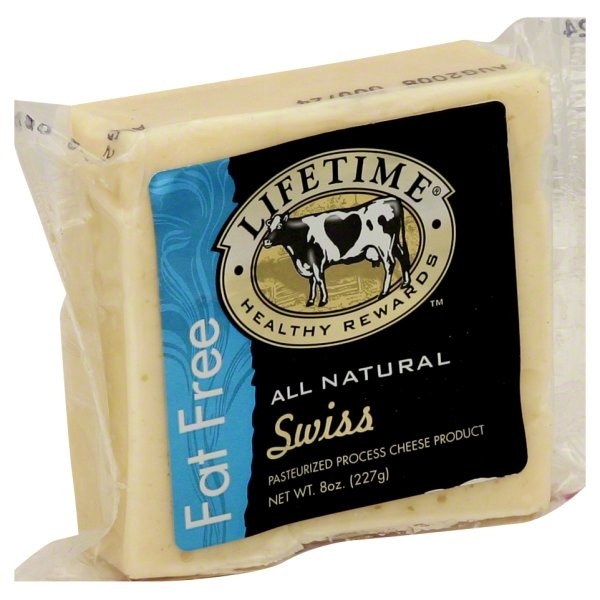 slide 1 of 1, Lifetime Fat Free Swiss Pasteurized Process Cheese Product, 8 oz