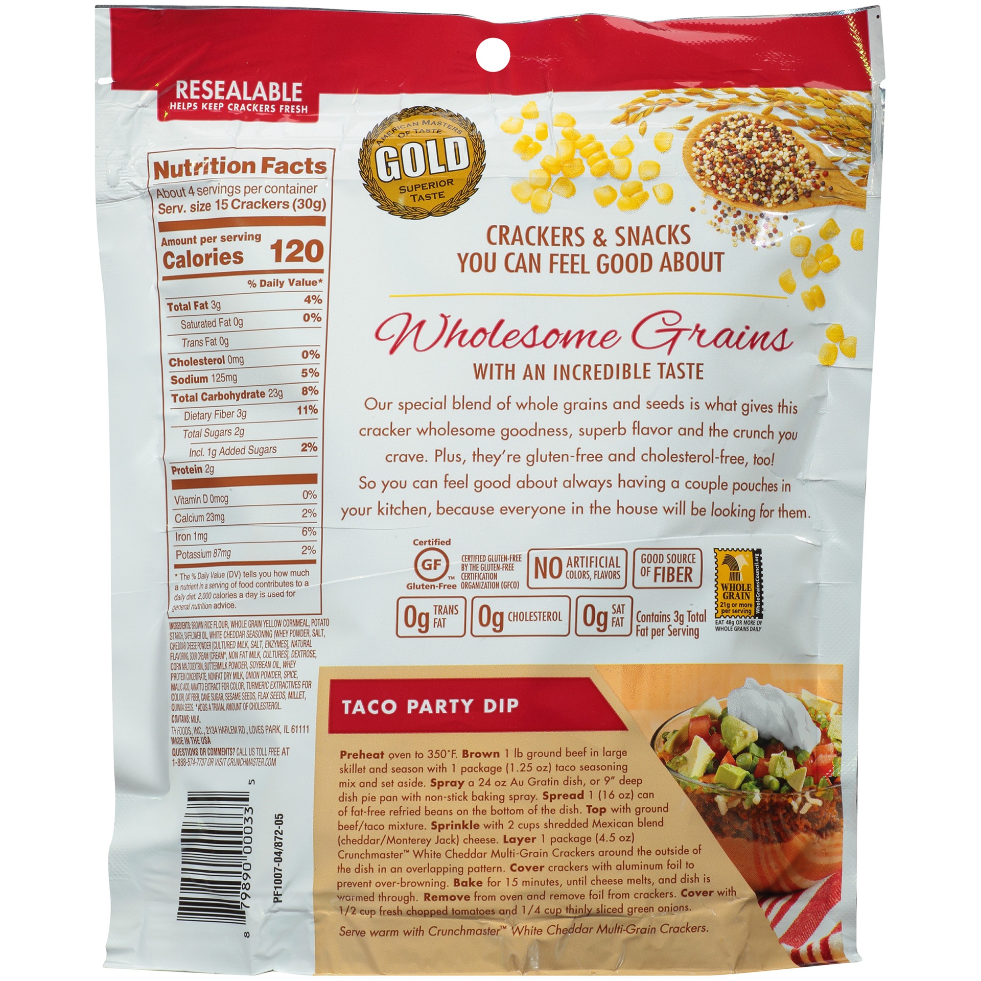 slide 4 of 6, Crunchmaster Multi-Grain Crackers White Cheddar, 4.5 oz