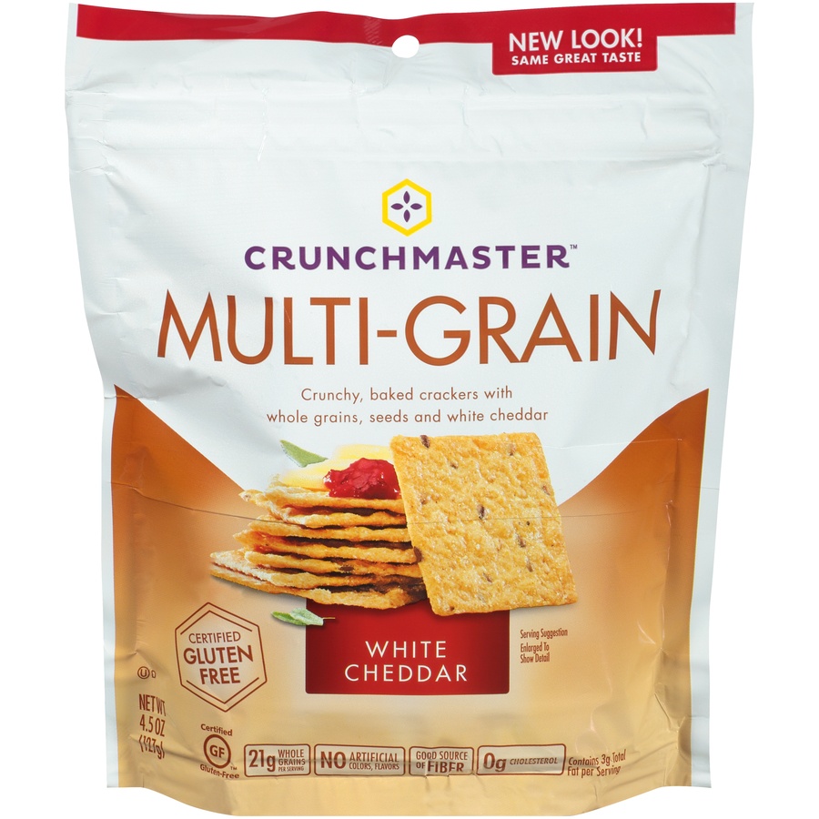 slide 1 of 6, Crunchmaster Multi-Grain Crackers White Cheddar, 4.5 oz