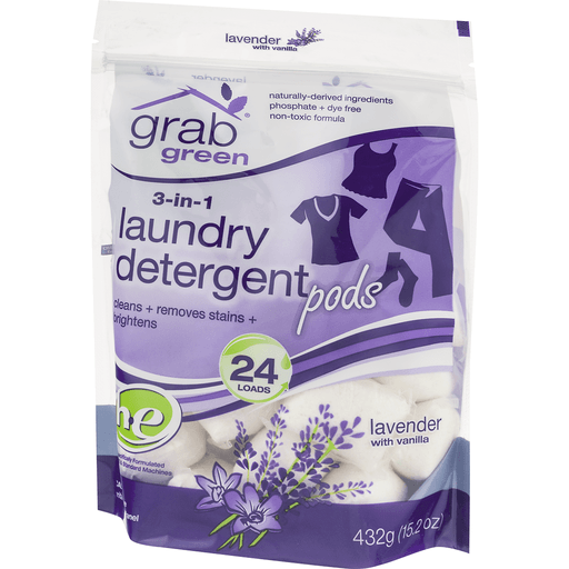 Grab Green Laundry Detergent 3in1 PreMeasured Powder Pods Lavender