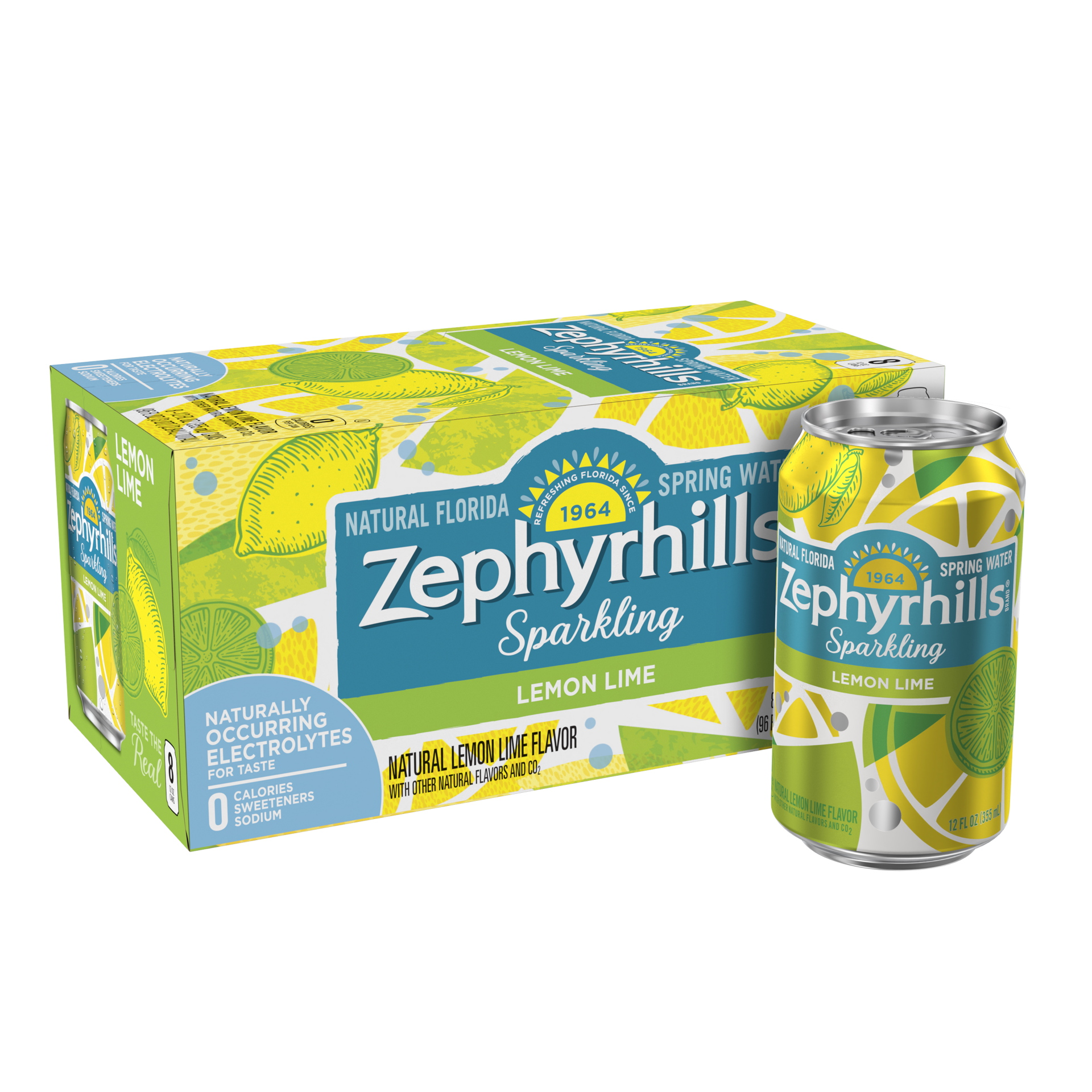slide 3 of 5, Zephyrhills Sparkling Water, Lemon Lime, 12 oz. Cans (8 Count), 12 oz