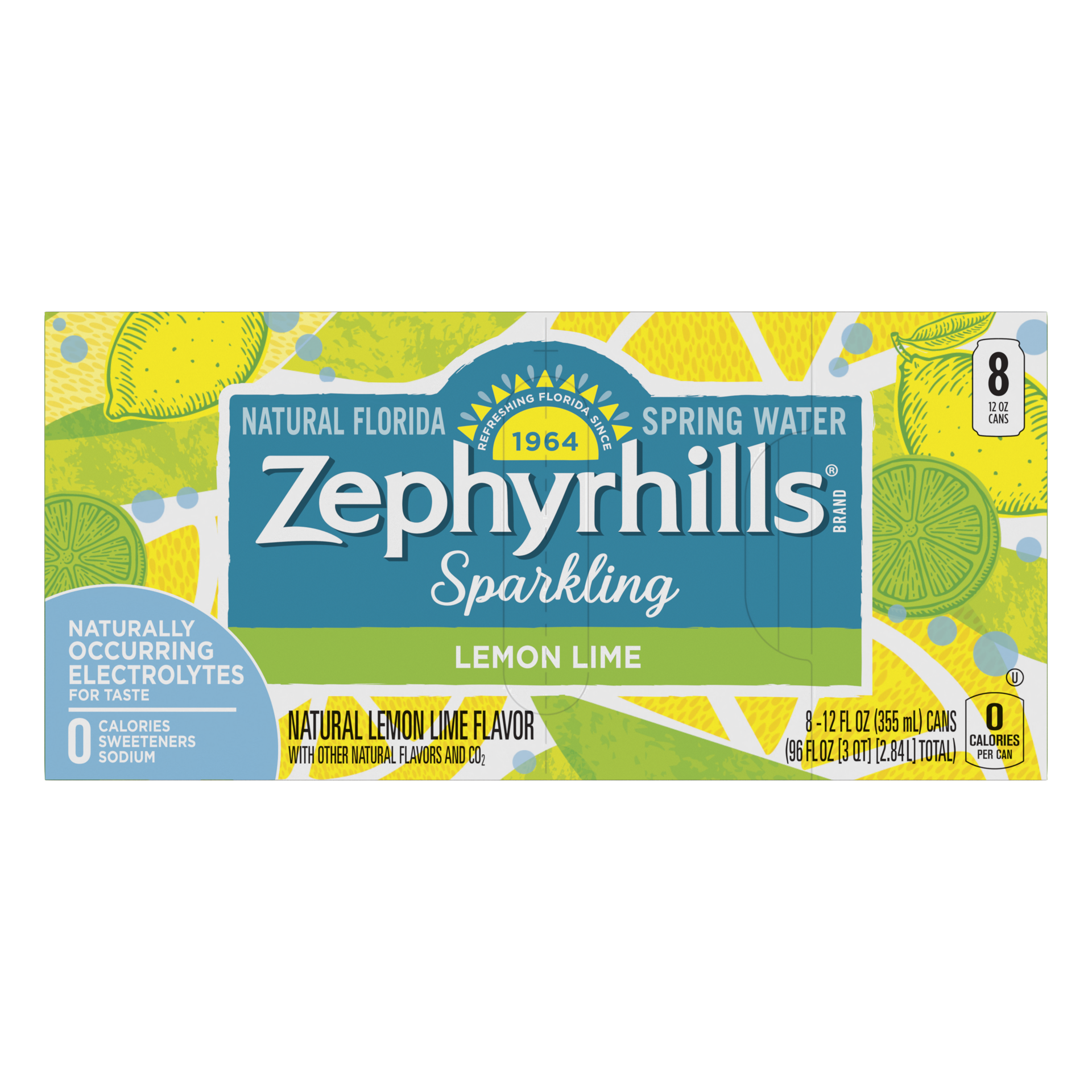 slide 4 of 5, Zephyrhills Sparkling Water, Lemon Lime, 12 oz. Cans (8 Count), 12 oz