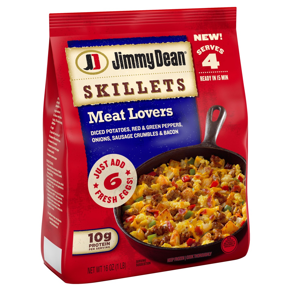 slide 3 of 5, Jimmy Dean Skillets Meat Lovers, Frozen Breakfast, 16 oz, 453.59 g