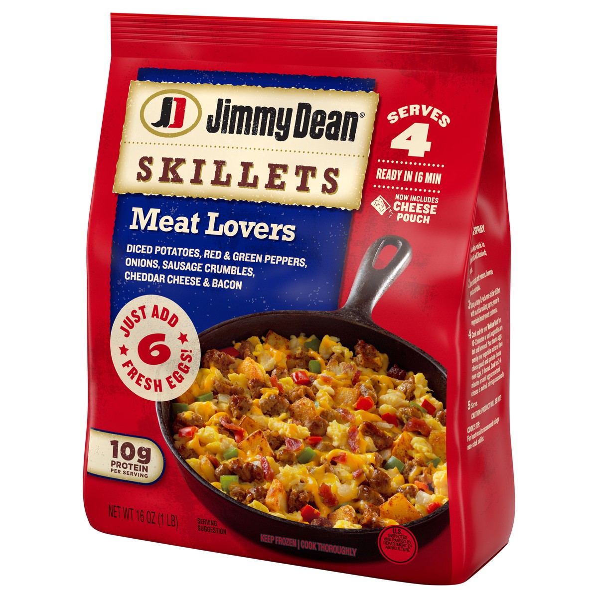 slide 2 of 5, Jimmy Dean Skillets Meat Lovers, Frozen Breakfast, 16 oz, 453.59 g