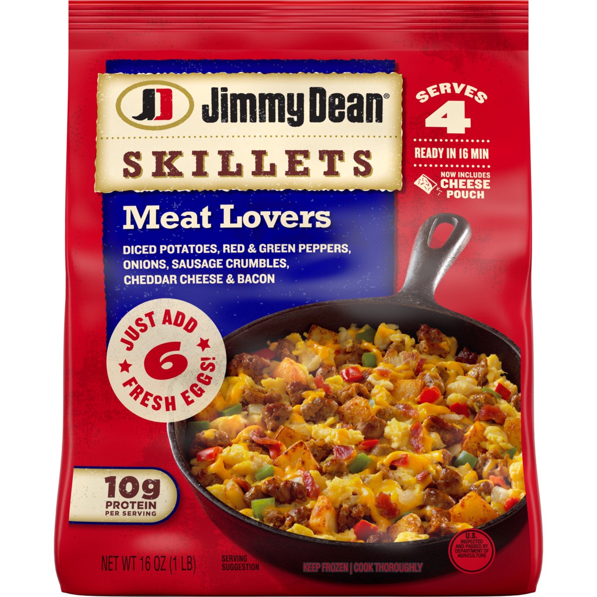 slide 4 of 5, Jimmy Dean Skillets Meat Lovers, Frozen Breakfast, 16 oz, 453.59 g