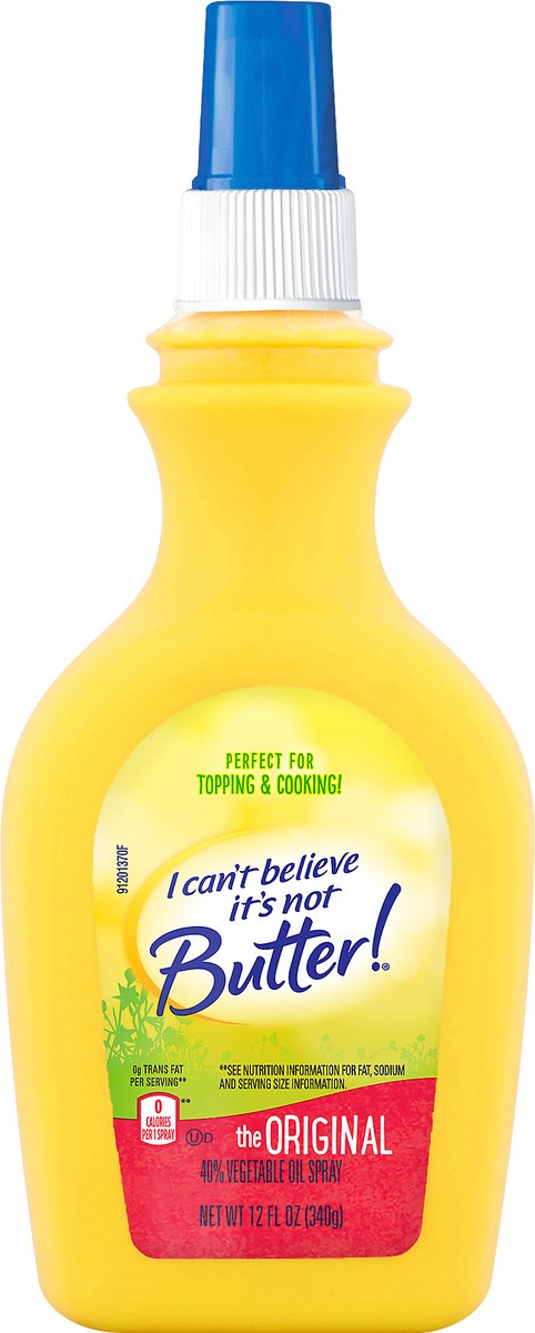 slide 1 of 6, I Can't Believe It's Not Butter! 40% The Original Vegetable Oil Spray 12 oz, 12 oz