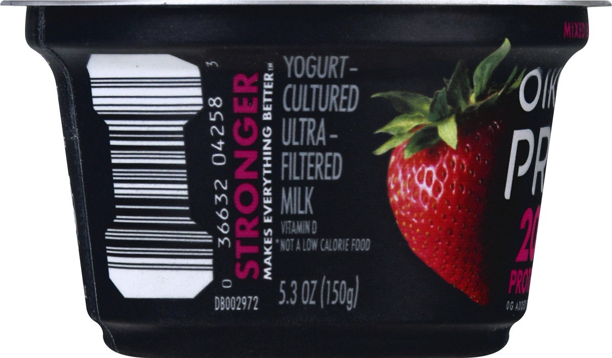 slide 5 of 9, Oikos Pro 20g Protein, Mixed Berry Yogurt-Cultured Dairy Product, 5.3 OZ Cup, 5.3 oz