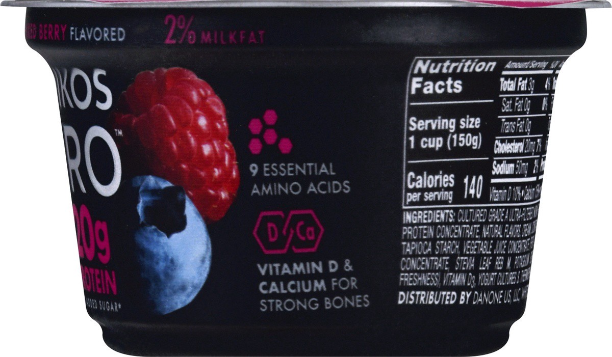 slide 7 of 9, Oikos Pro 20g Protein, Mixed Berry Yogurt-Cultured Dairy Product, 5.3 OZ Cup, 5.3 oz