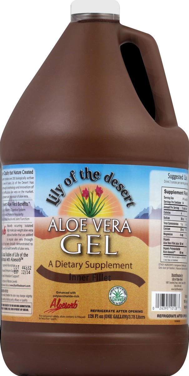 slide 1 of 4, Lily of the Desert Organic Aloe vera Gel Inner Fillet, 1 gal