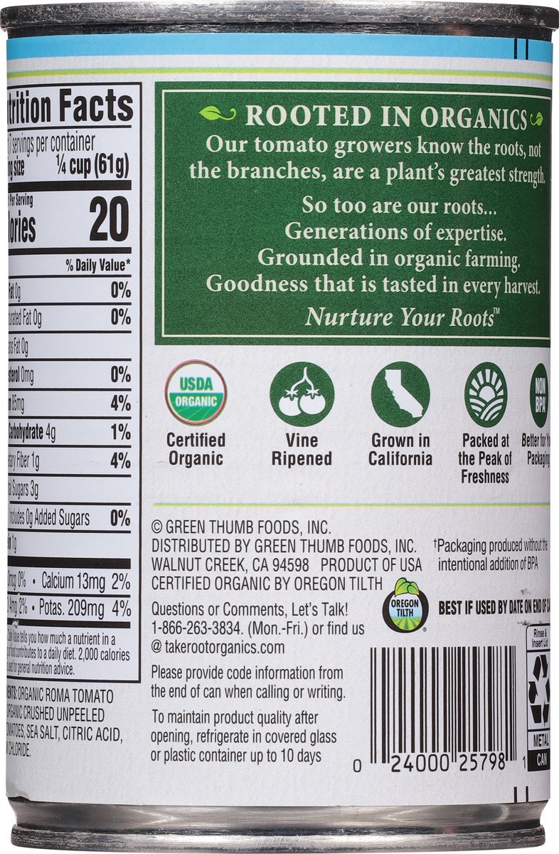 slide 6 of 14, Take Root Organics Crushed Fire Roasted Tomatoes - 14.5 oz, 14.5 oz