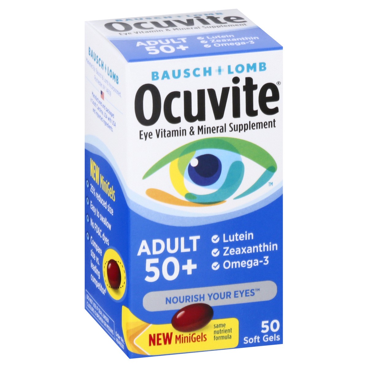 slide 3 of 9, Ocuvite Adult 50+ Softgels Eye Vitamin 50 ea, 50 ct