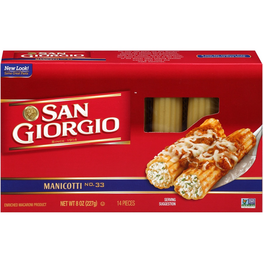 slide 1 of 8, San Giorgio Manicotti Enriched Macaroni Product Pasta, 8 oz