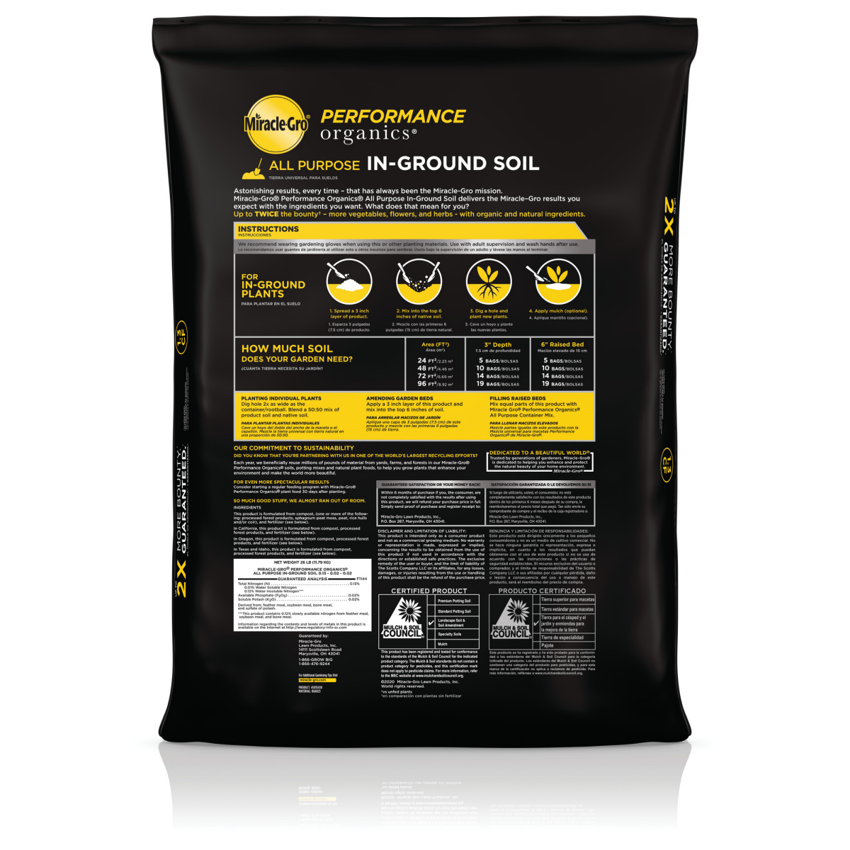 slide 3 of 13, Miracle-Gro Performance Organics All Purpose In-Ground Soil, 1.3 cu ft