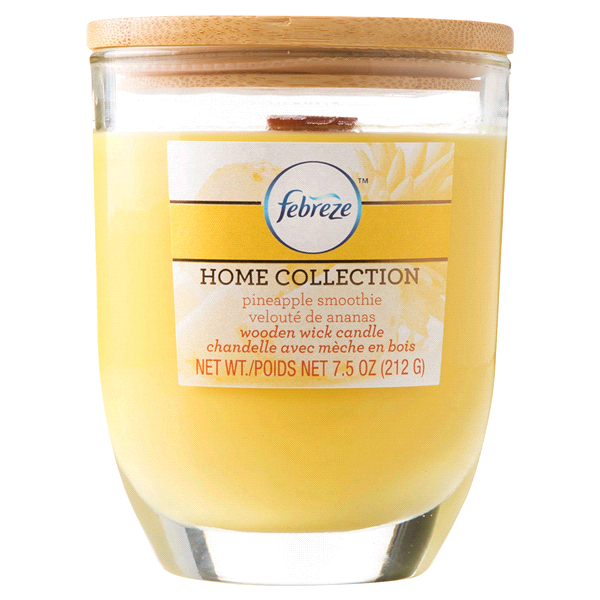 slide 1 of 1, Febreze Home Collection Wooden Wick Pineapple Smoothie Candle, 7.5 oz
