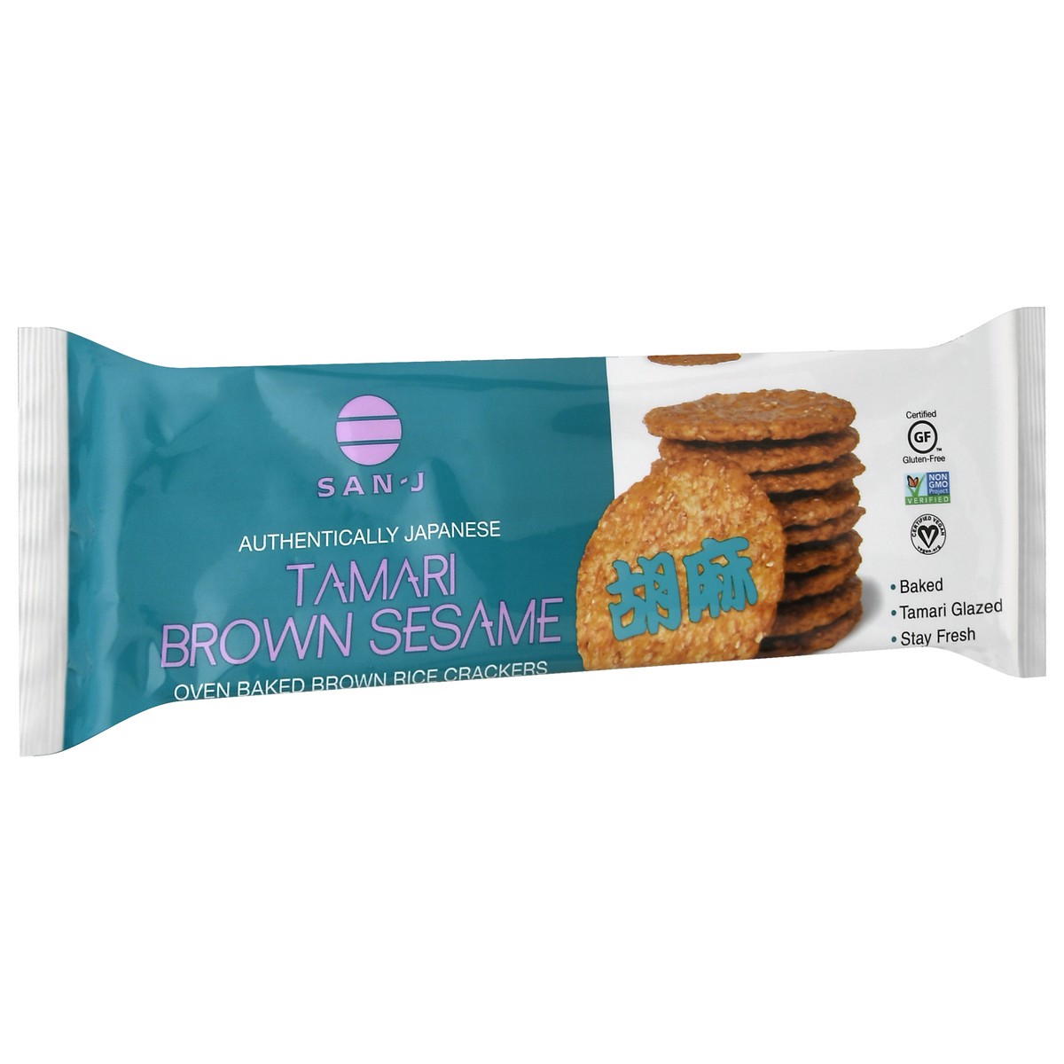 slide 9 of 9, San-J Tamari Brown Sesame Rice Crackers 3.7 oz, 3.7 oz