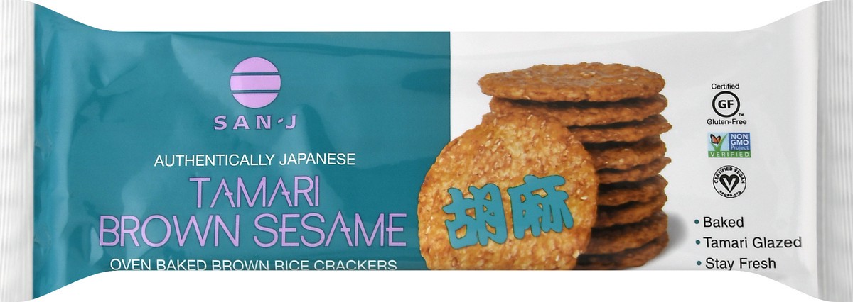 slide 3 of 9, San-J Tamari Brown Sesame Rice Crackers 3.7 oz, 3.7 oz