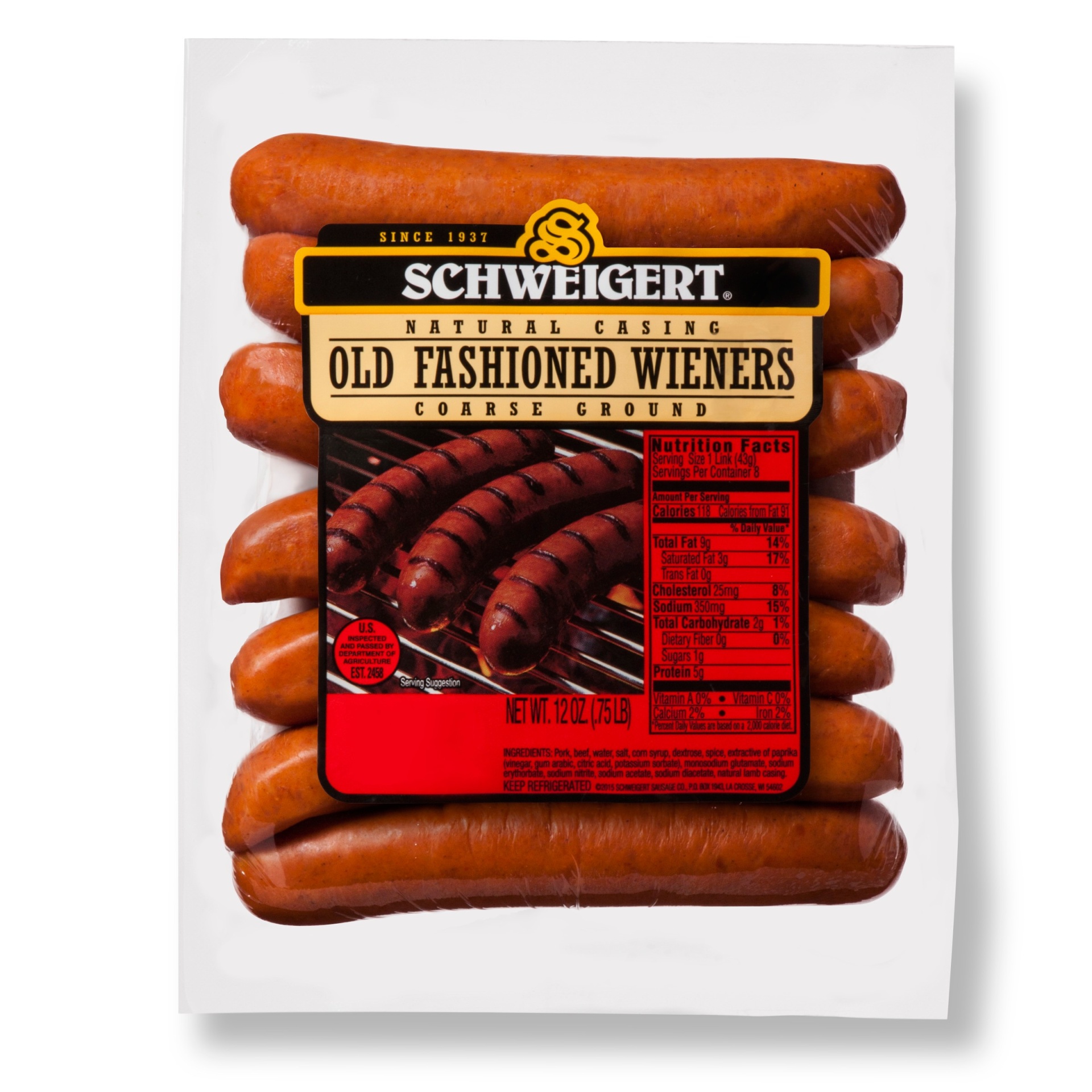 slide 1 of 3, Schweigert Old Fashioned Wieners, 12 oz, 7 ct