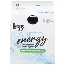 L'eggs Sheer Energy Jet Black Medium Support Leg Compression Sheer Tights - 1 ea