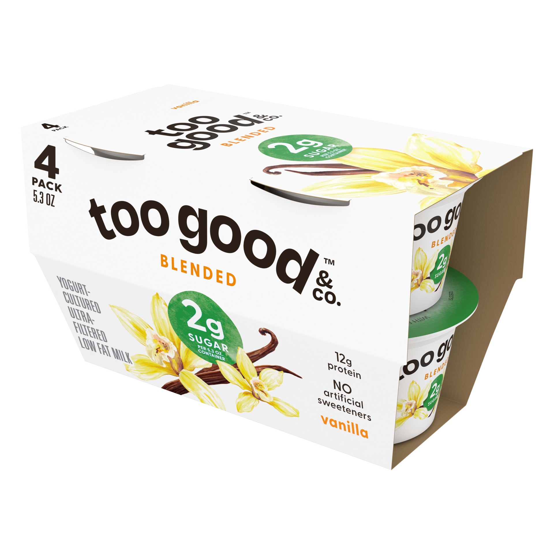 slide 1 of 5, Too Good & Co. Vanilla Flavored Greek Yogurt Cultured Product, 5.3 OZ Cups, 4 Ct, 5.3 oz