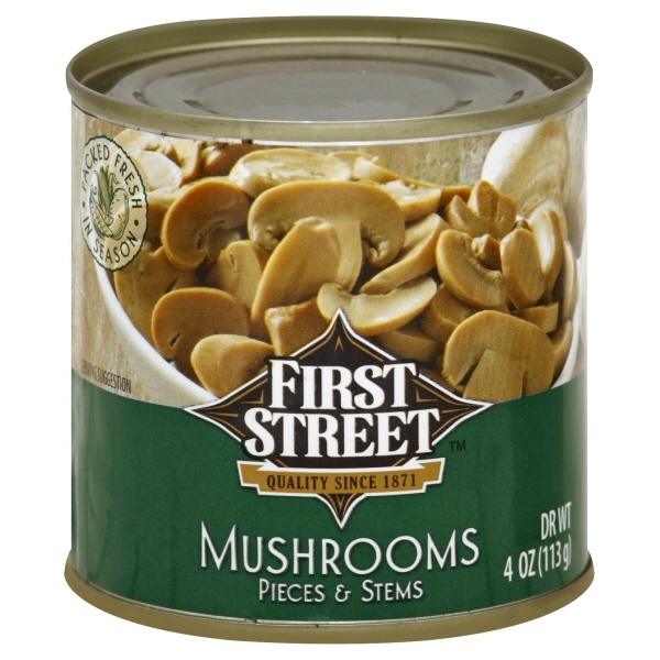 slide 1 of 1, First Street Mushroom Pieces & Stems, 4 oz