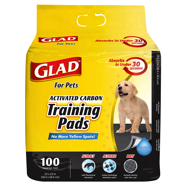 slide 1 of 1, Glad Activated Carbon Pet Training Pads, 100 ct