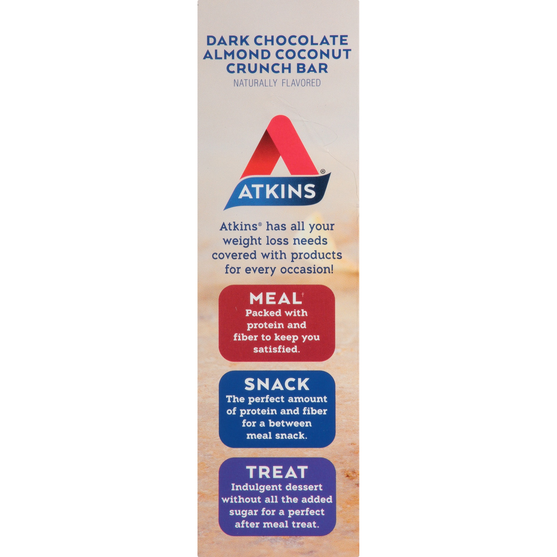 slide 8 of 8, Atkins Advantage Dark Chocolate Almond Coconut Crunch Bar, 5 ct; 1.41 oz