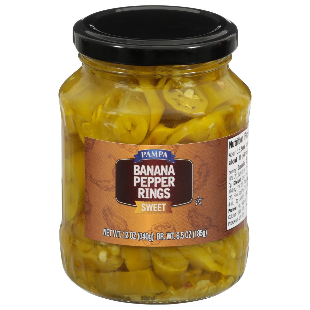 slide 1 of 9, Pampa Banana Pepper Rings, Sweet, 12 Ounce, 12 oz