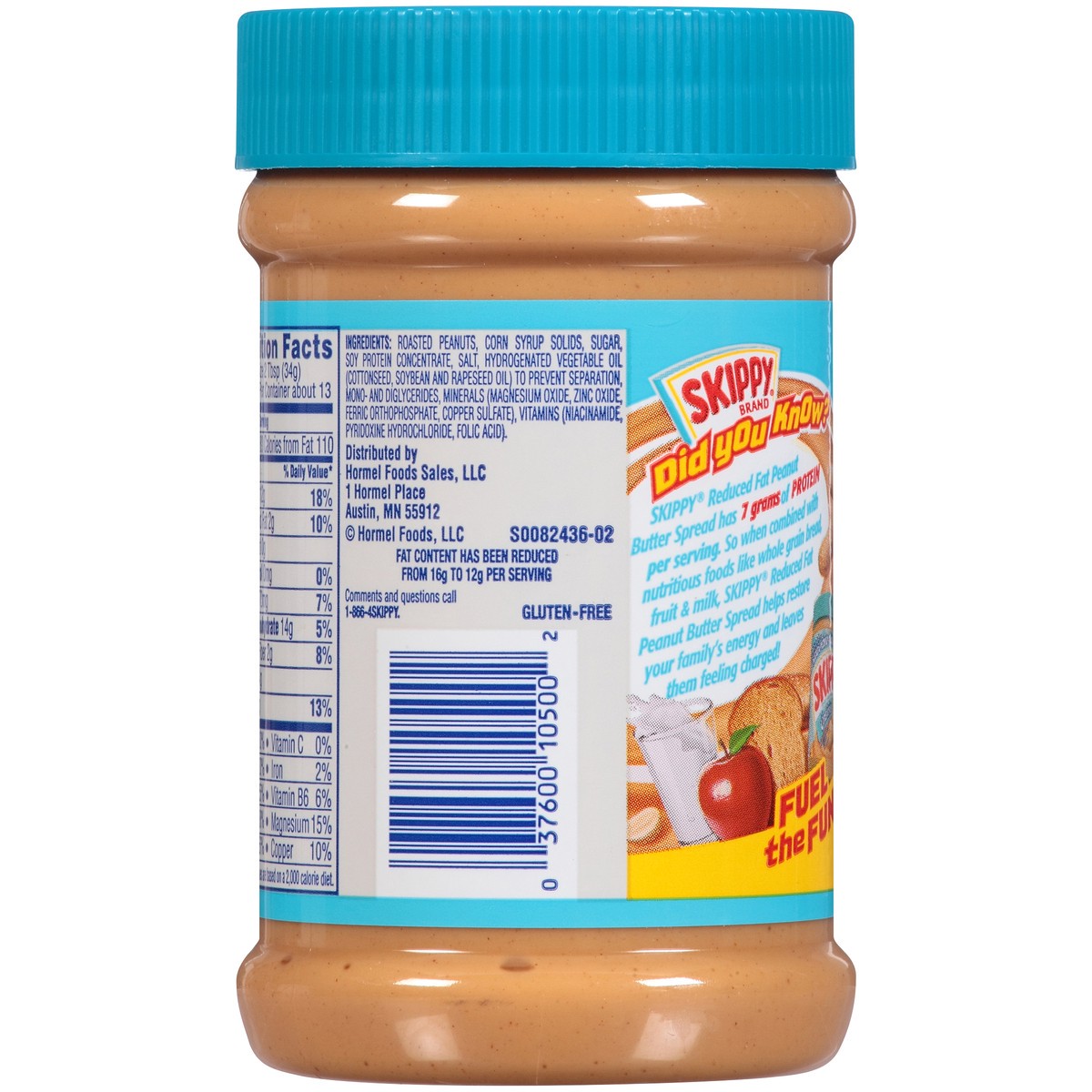 slide 6 of 12, Skippy Reduced Fat Creamy Peanut Butter Spread 16.3 oz. Jar, 16.3 oz