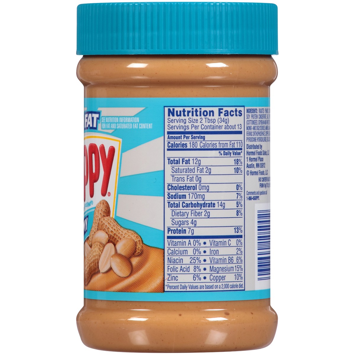 slide 8 of 12, Skippy Reduced Fat Creamy Peanut Butter Spread 16.3 oz. Jar, 16.3 oz