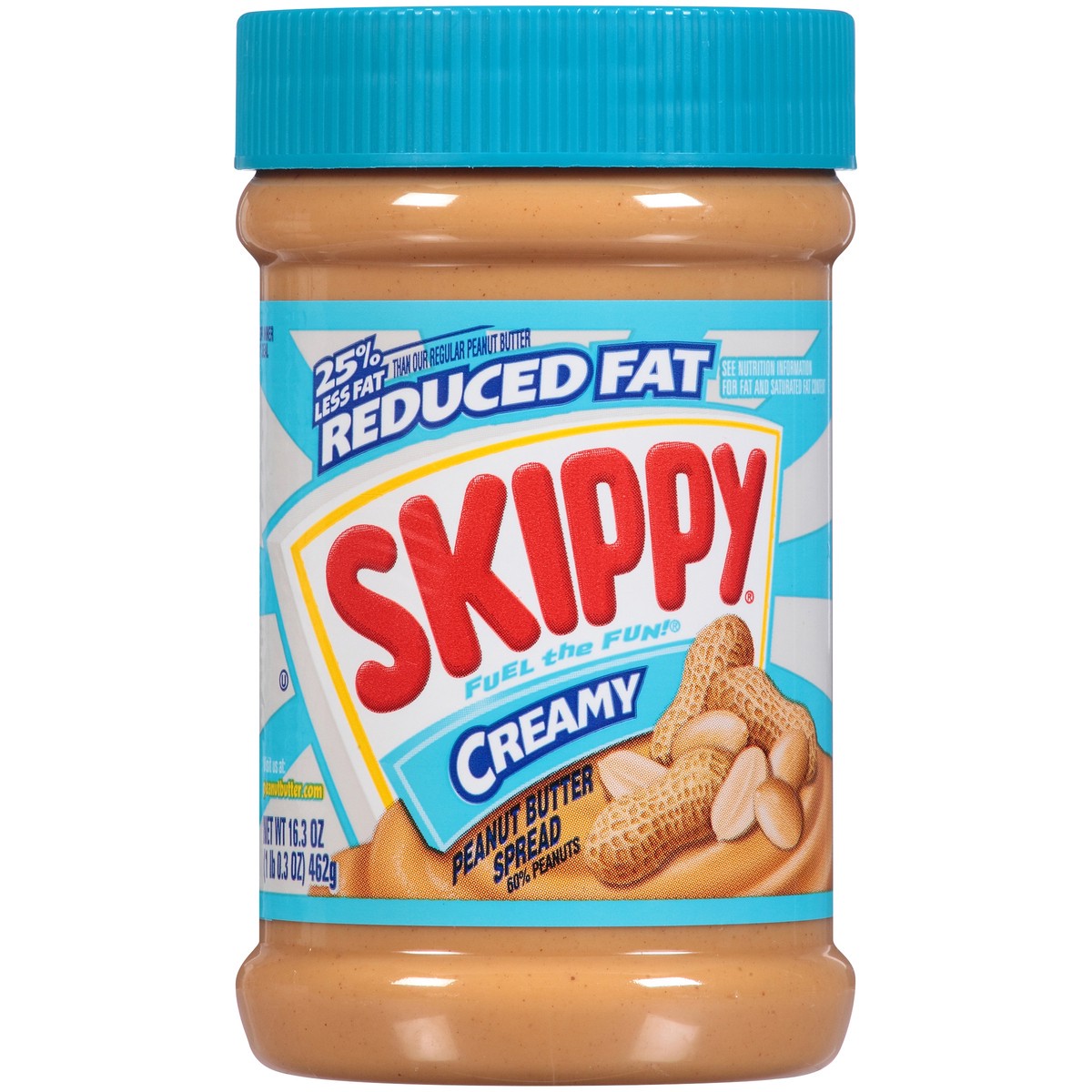 slide 1 of 12, Skippy Reduced Fat Creamy Peanut Butter Spread 16.3 oz. Jar, 16.3 oz