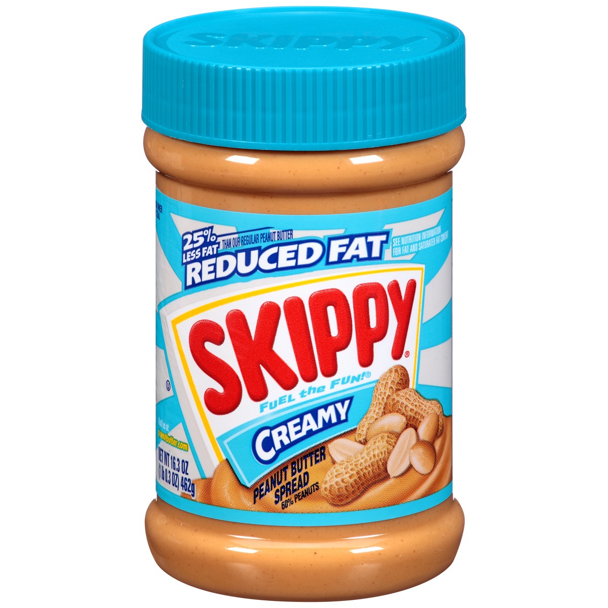 slide 1 of 12, Skippy Reduced Fat Creamy Peanut Butter Spread 16.3 oz. Jar, 16.3 oz