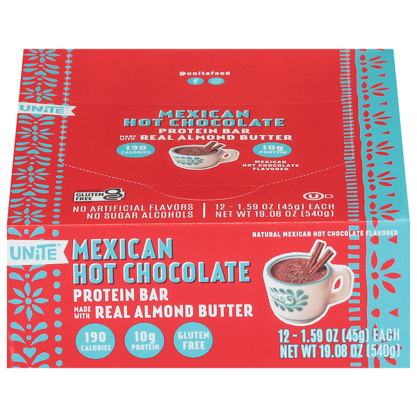 slide 1 of 1, Unite Gluten Free Mexican Hot Chocolate 10g Protein Bar - 12 ct, 12 ct; 19.08 oz