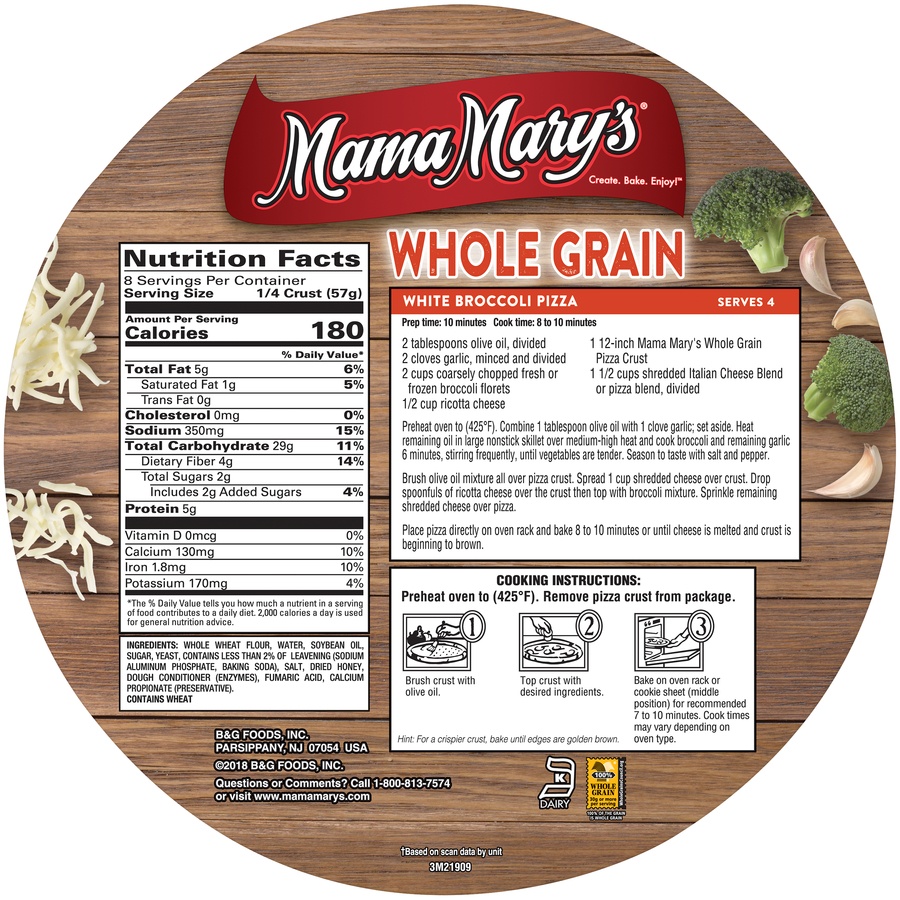 slide 2 of 4, Mama Mary's Whole Grain Pizza Crusts, 16 oz